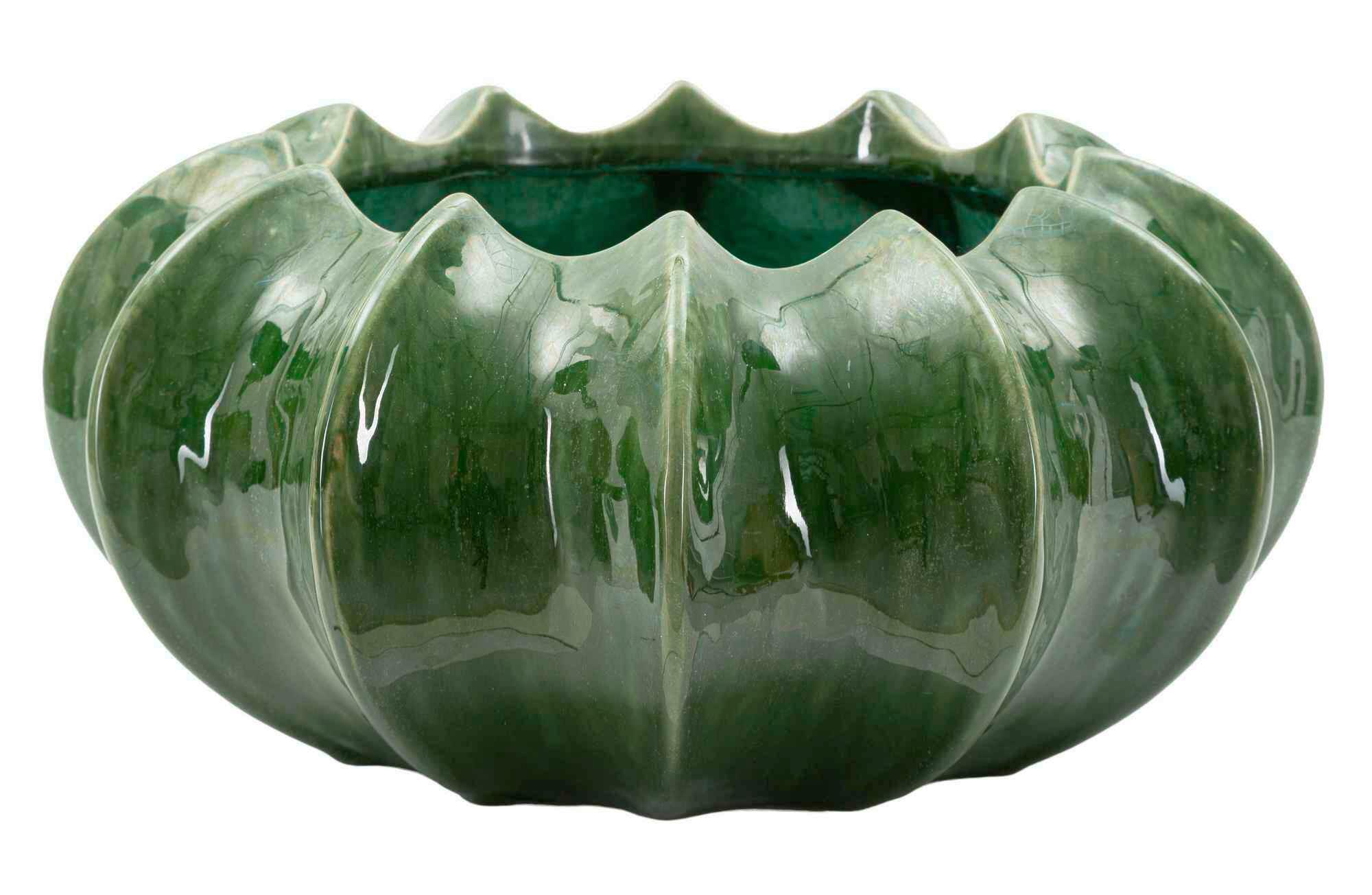 Vase Cactus Basket Grün B: 31 cm - Grün, Basics, Keramik (31/16/31cm)