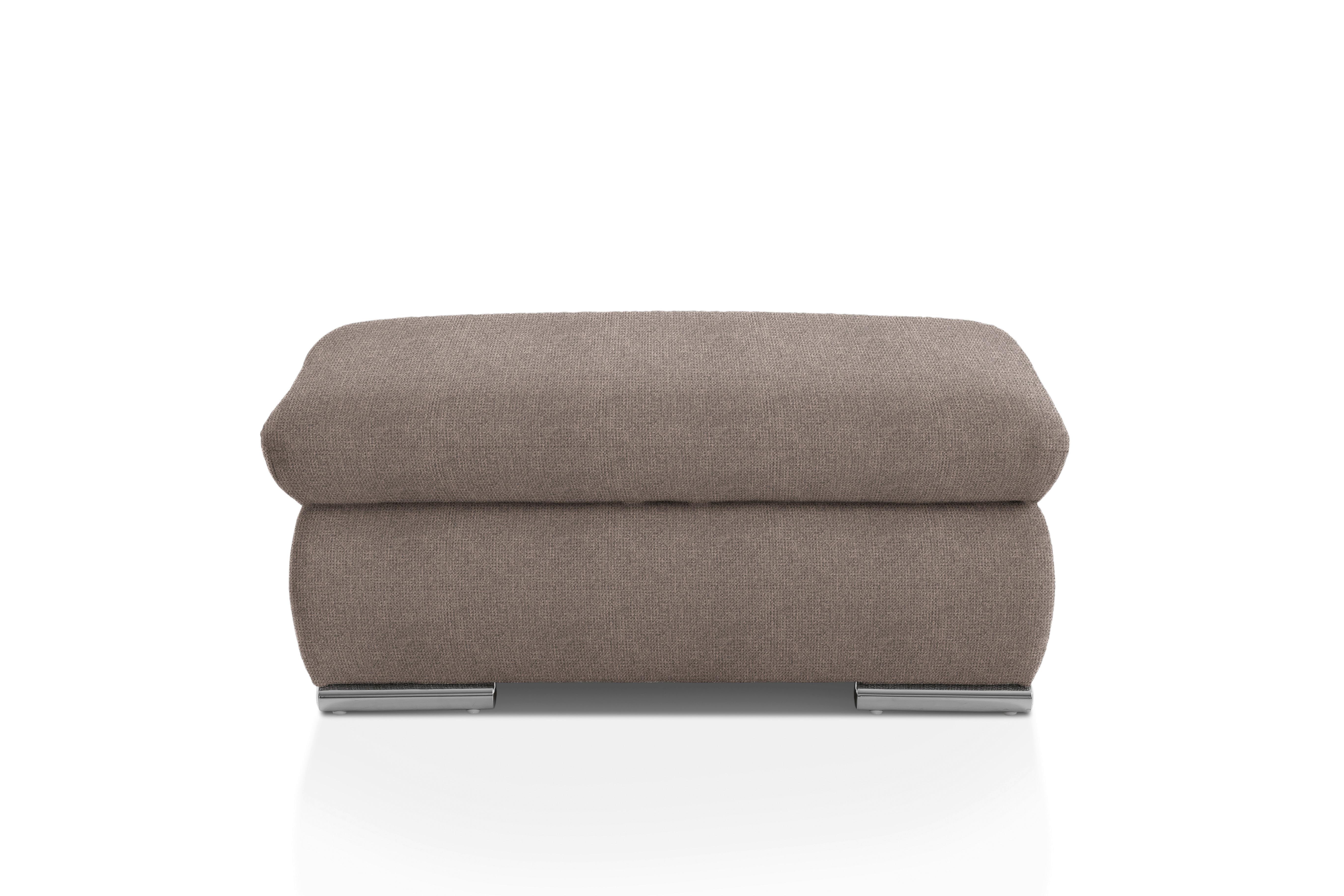 Polsterhocker Isona Taupe Chenille - Taupe/Chromfarben, Design, Textil (101/45/74cm) - Livetastic