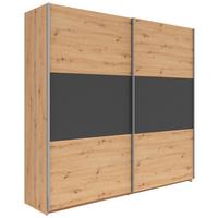 Schwebetürenschrank B: 218 Cm Saturn Graphitf./eiche Dekor - Graphitfarben/Eiche Artisan, KONVENTIONELL, Holzwerkstoff (218/210/59cm)