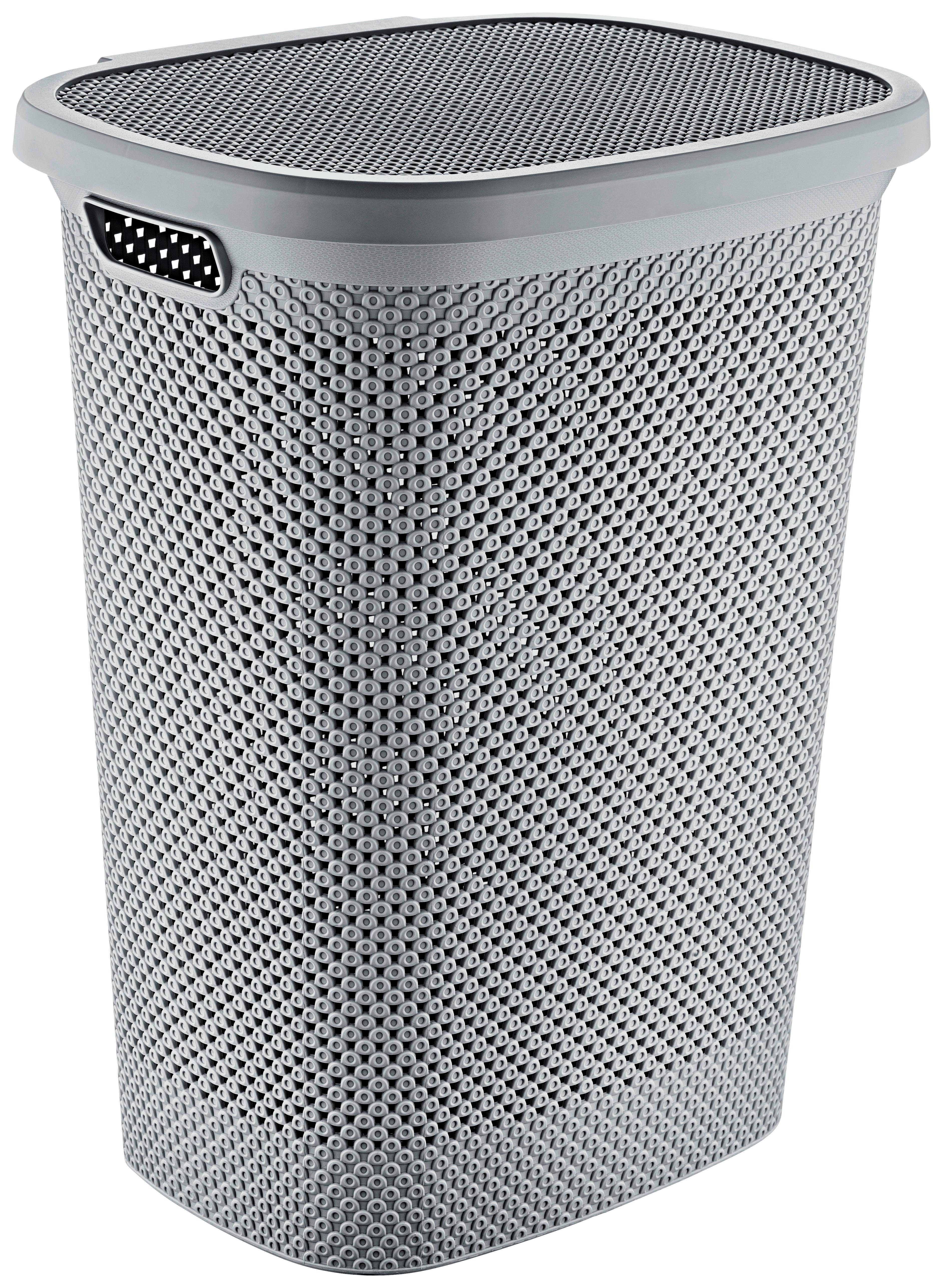 Wäschetonne Mit Deckel Diamond Hellgrau, 46,9x59x37,2 Cm - Grau, Basics, Kunststoff (45,9/59/37,2cm) - Luca Bessoni