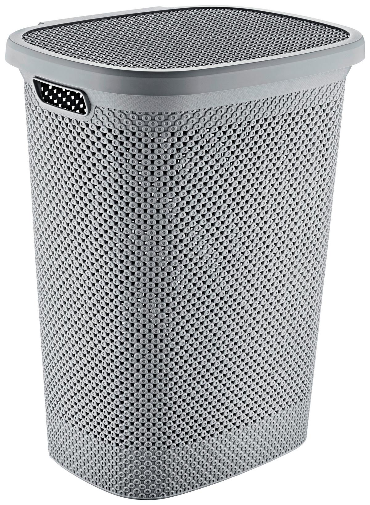 Wäschetonne Mit Deckel Diamond Hellgrau, 46,9x59x37,2 Cm - Grau, Basics, Kunststoff (45,9/59/37,2cm) - Luca Bessoni