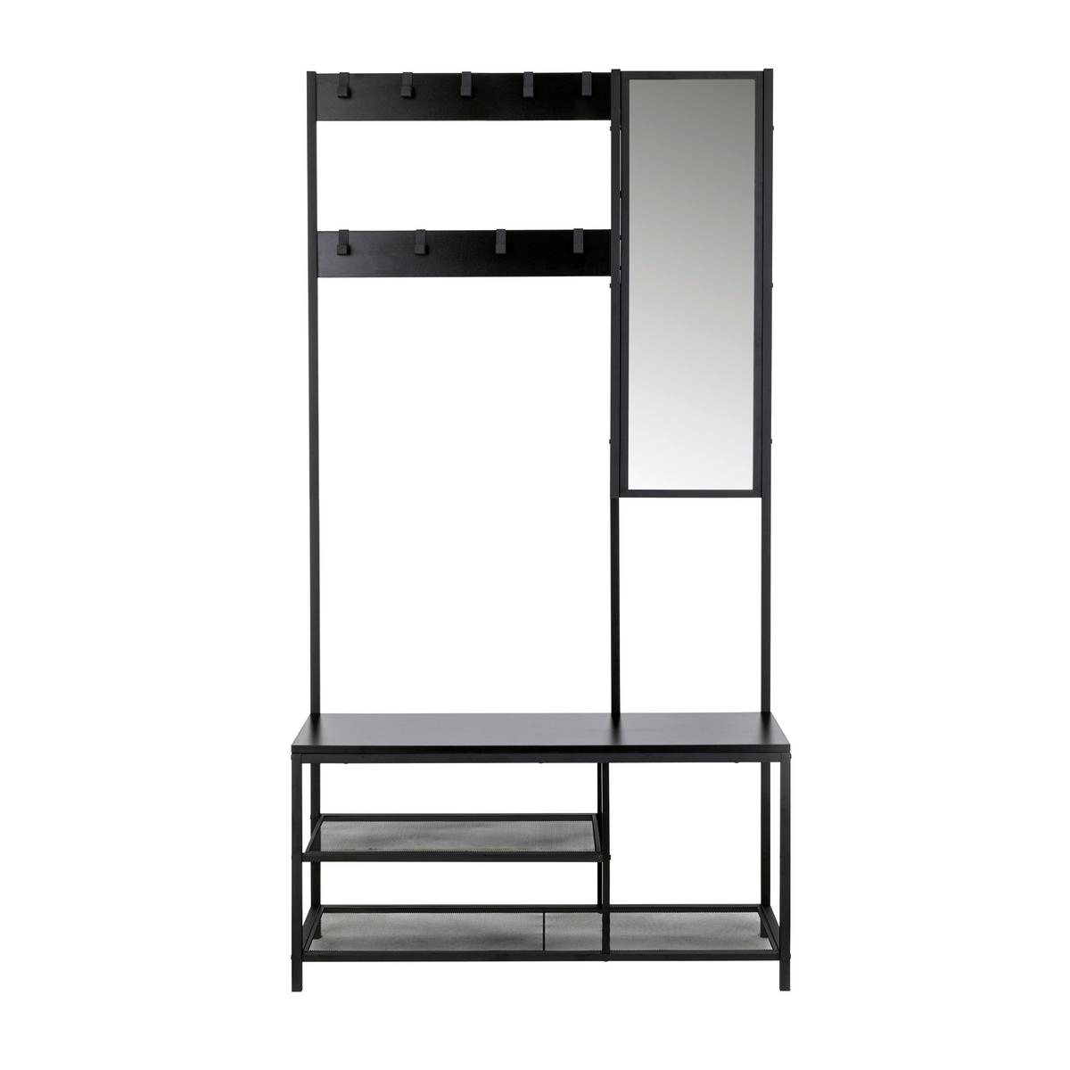 GARDEROBE Schwarz B: 98cm - Schwarz, Design, Glas/Holzwerkstoff (98/185/36cm) - MID.YOU