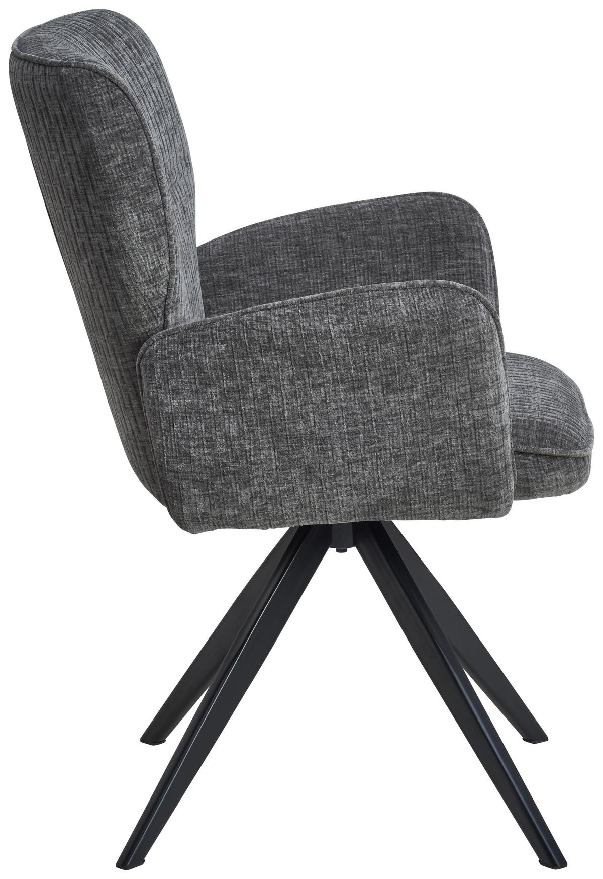 Armlehnstuhl Xilo Grau/schwarz Gepolstert - Schwarz/Grau, LIFESTYLE, Holz/Textil (60/89/63cm) - MID.YOU