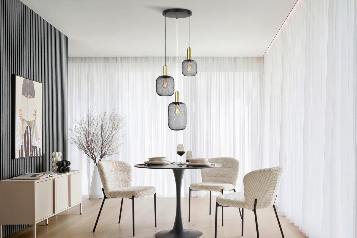 ZÁVESNÉ SVIETIDLO DRATO - čierna/zlatá, Modern, kov (39/34/120cm) - Mömax