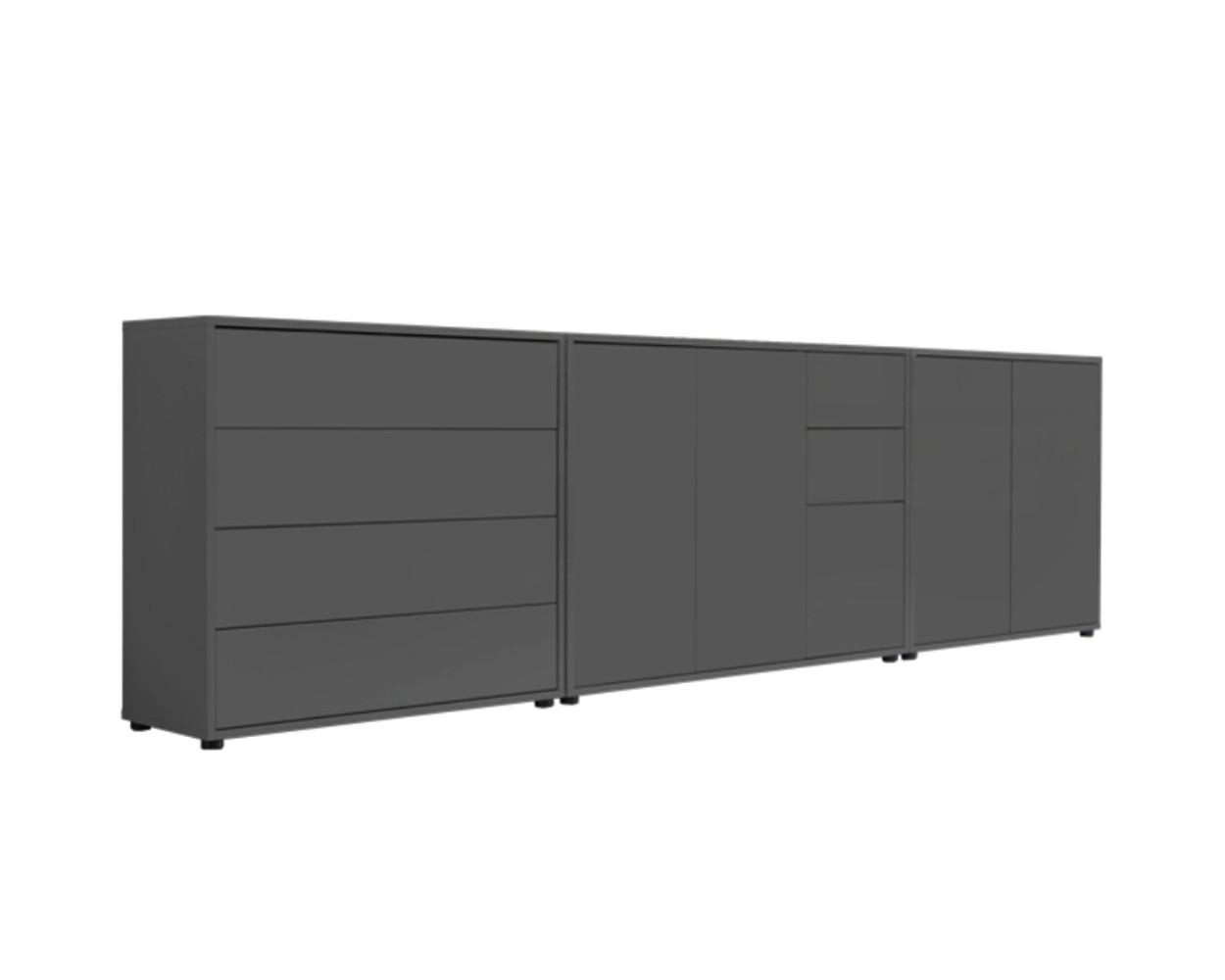 Sideboard Mailand Anthrazit B: 263,5cm - Anthrazit/Schwarz, MODERN, Holzwerkstoff (263,5/73/33cm) - MID.YOU