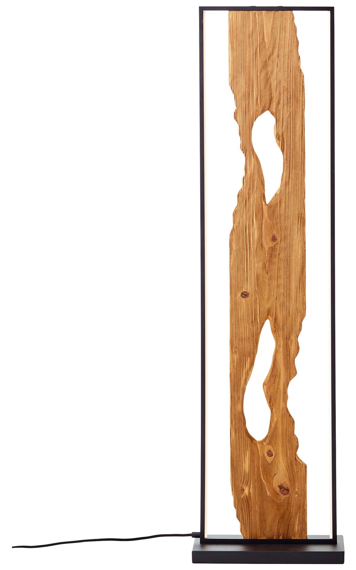 Stehleuchte Holz Chaumont Braun/Schwarz mit Fußschalter - Schwarz/Braun, Design, Holz/Metall (33/18/120cm) - Brilliant