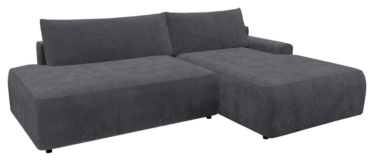 Eckschlafsofa Prag, Anthrazit S: 253x167 cm - Anthrazit/Schwarz, MODERN, Textil (253/167cm) - Trendmanufaktur