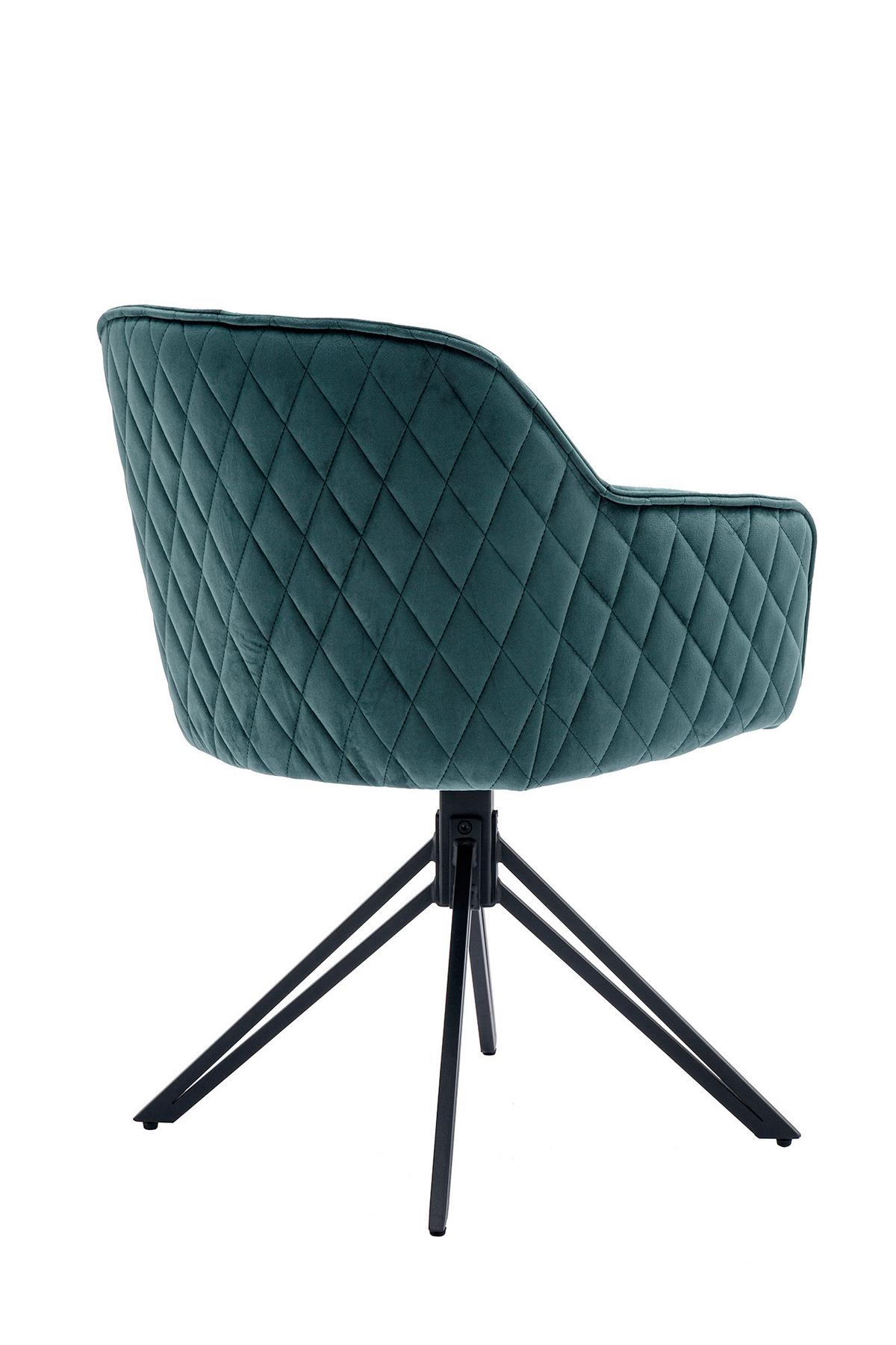 Armlehnstuhl Grün B: 59 cm - Schwarz/Grün, MODERN, Textil/Metall (59/83/60cm) - Livetastic