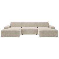 Wohnlandschaft Wien Creme U: 162x329x162 cm - Creme/Schwarz, MODERN, Textil (162/329/162cm) - Trendmanufaktur