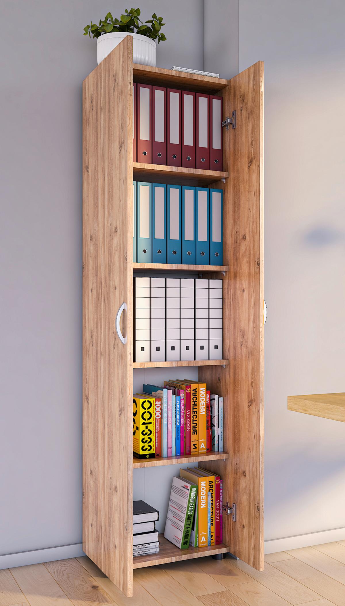 Aktenschrank Ulas 5 B: 49 cm 5 Fächer Honigeiche Dekor - Honigeiche, MODERN, Holzwerkstoff (49/178/34cm) - MID.YOU
