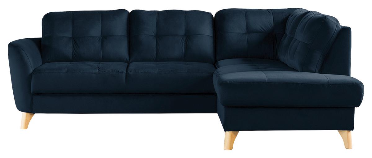 Ecksofa Nordic Dunkelblau S: 236x190 cm - Buchefarben/Dunkelblau, Design, Textil (236/190cm) - Livetastic