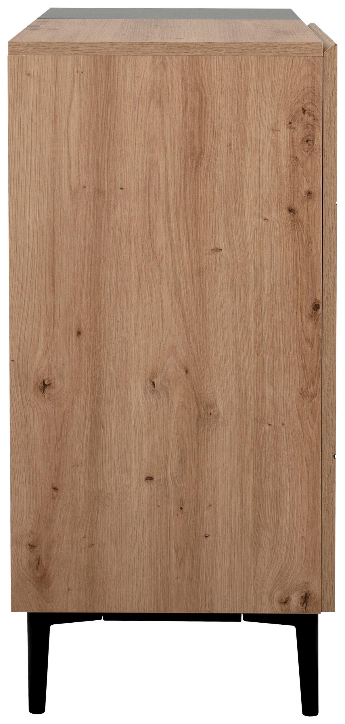 Kommode B 80 Cm Nola, Eiche Dekor/schwarz - Eichefarben/Schwarz, KONVENTIONELL, Holzwerkstoff (80/90/42cm) - MID.YOU