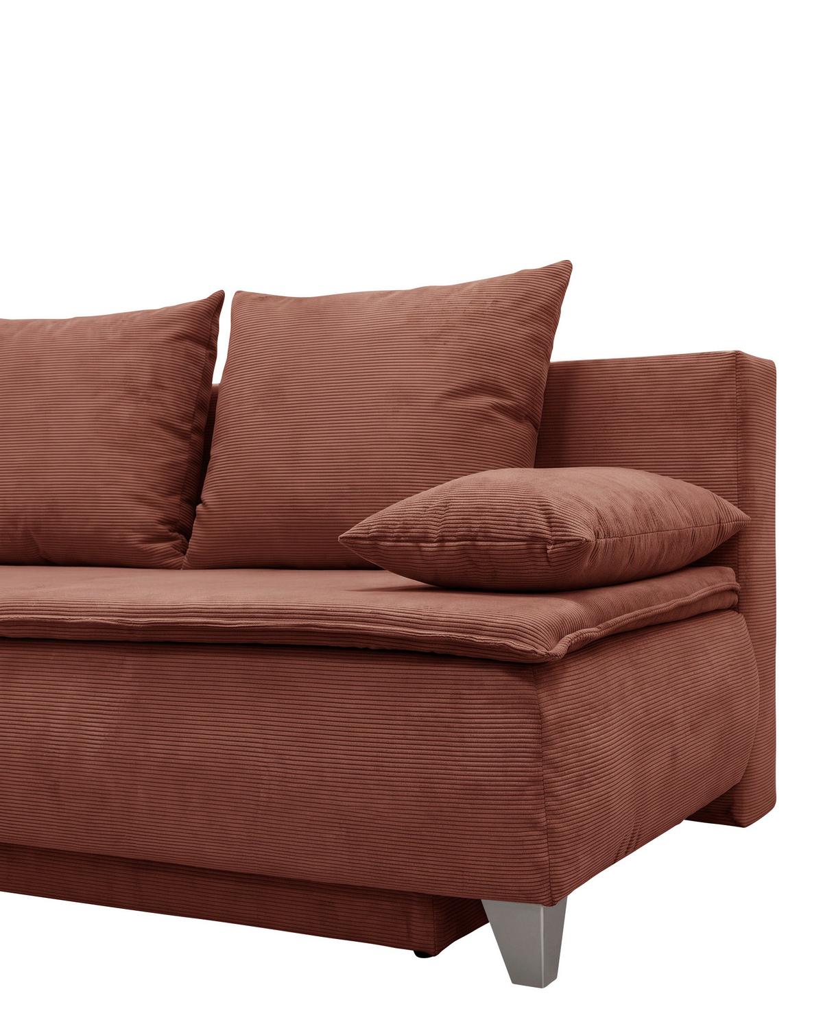 Boxspringová pohovka MONA LUX, červenohnědý manšestr - červenohnědá, Moderní, textil (208/100/106cm) - Mömax
