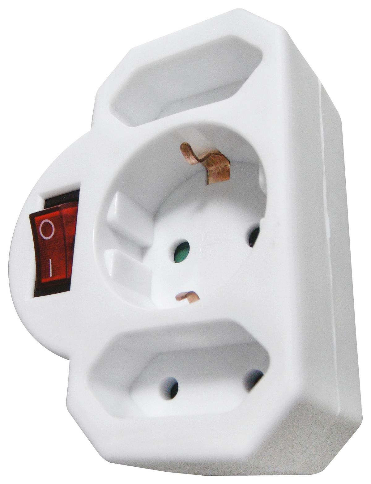 Mehrfachsteckdose 3-Fach Weiß Aus-/Ein-Schalter - Weiß, KONVENTIONELL, Kunststoff (9,4/6,4/7,2cm) - Homezone