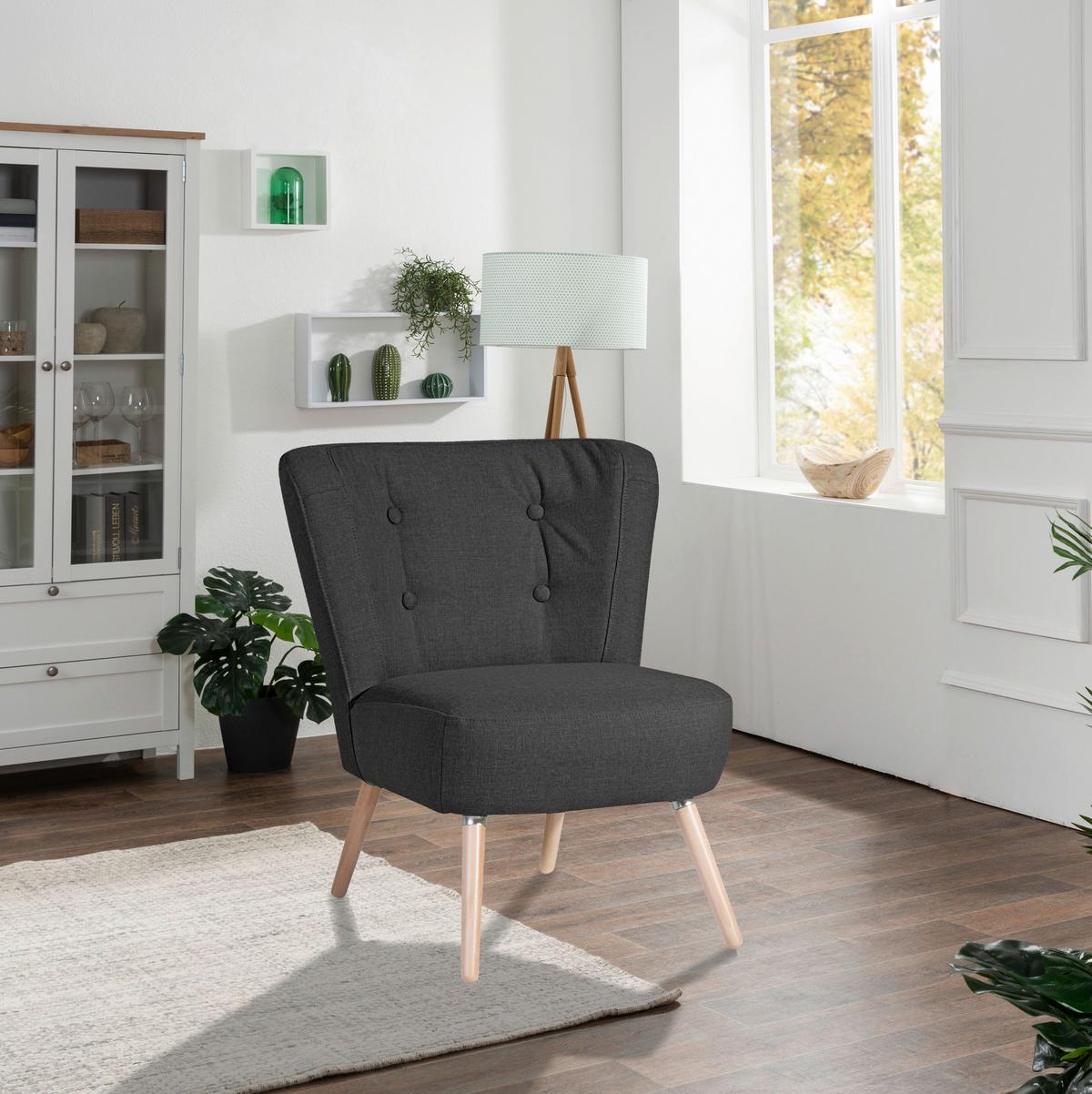 Sessel Neele - Buchefarben/Schwarz, Design, Textil (69/80/68cm) - Max Winzer