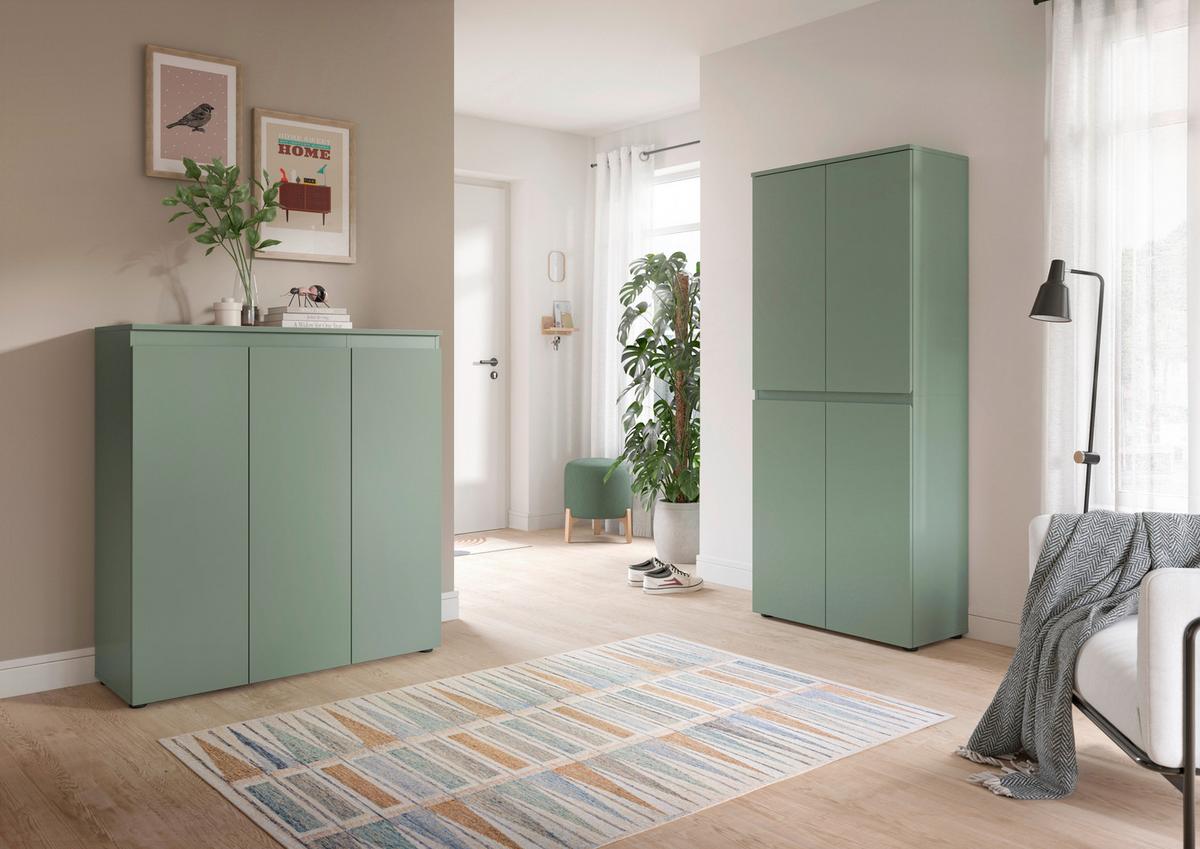 Garderobenschrank Scarpa Graugrün B: 140 Cm - Schwarz/Graugrün, Design, Holzwerkstoff (190/175/37cm) - Livetastic