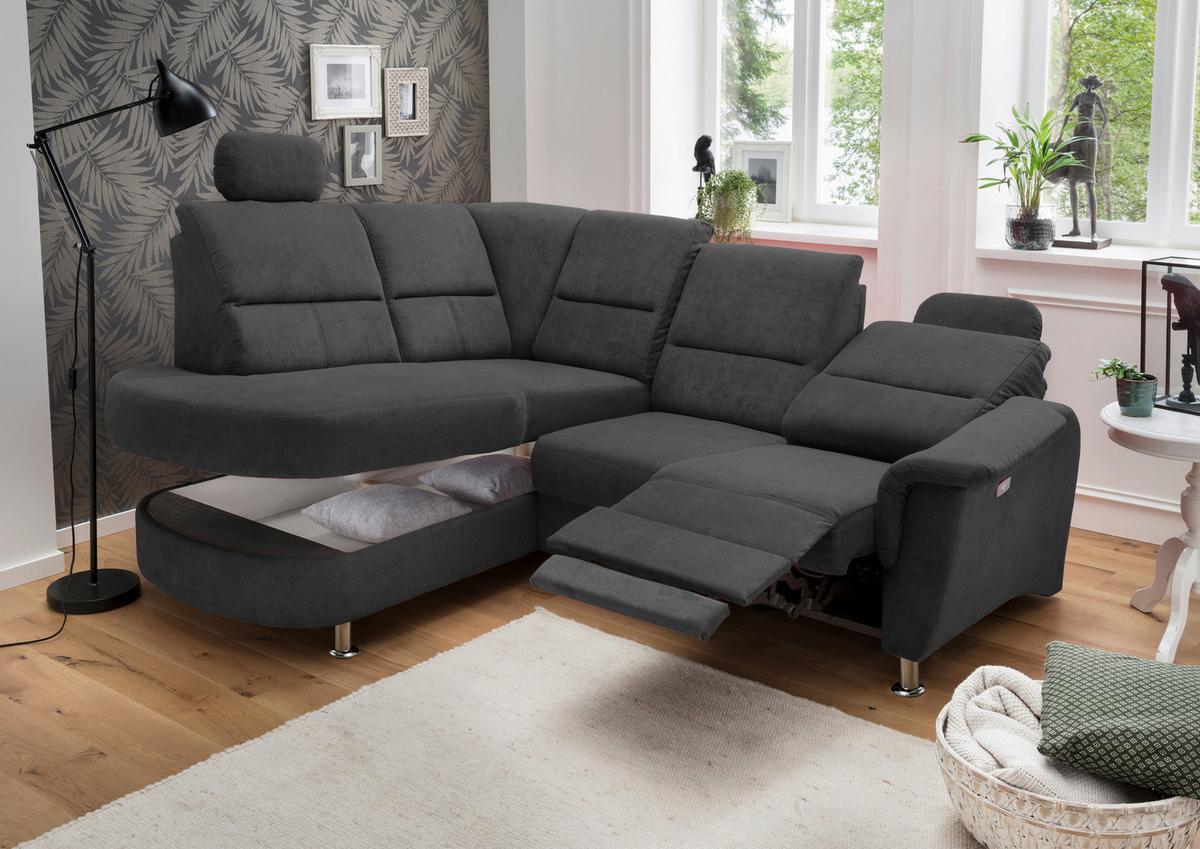 Ecksofa Parole Schwarz S: 184/231 cm - Chromfarben/Schwarz, KONVENTIONELL, Textil (184/231cm) - Livetastic