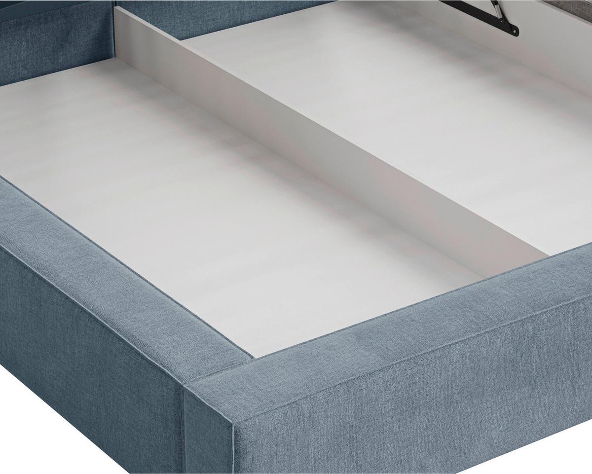 POLSTERBETT Jasmine Blau 140x200cm - Blau/Schwarz, MODERN, Holz/Metall (140/200cm) - MID.YOU
