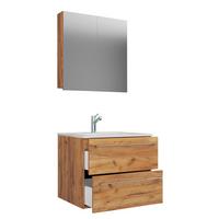 Badezimmer Set 3-tlg 60 Cm Honigeiche - Honigeiche/Weiß, MODERN, Keramik/Holzwerkstoff (60cm) - MID.YOU