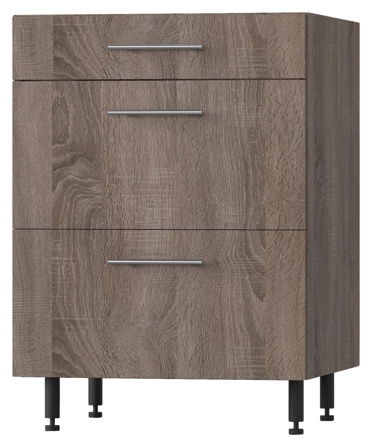 Alsószekrény Corina 2 - tölgyfa színű/Sonoma tölgy, Modern, fa/fém (60/82,4/58cm)