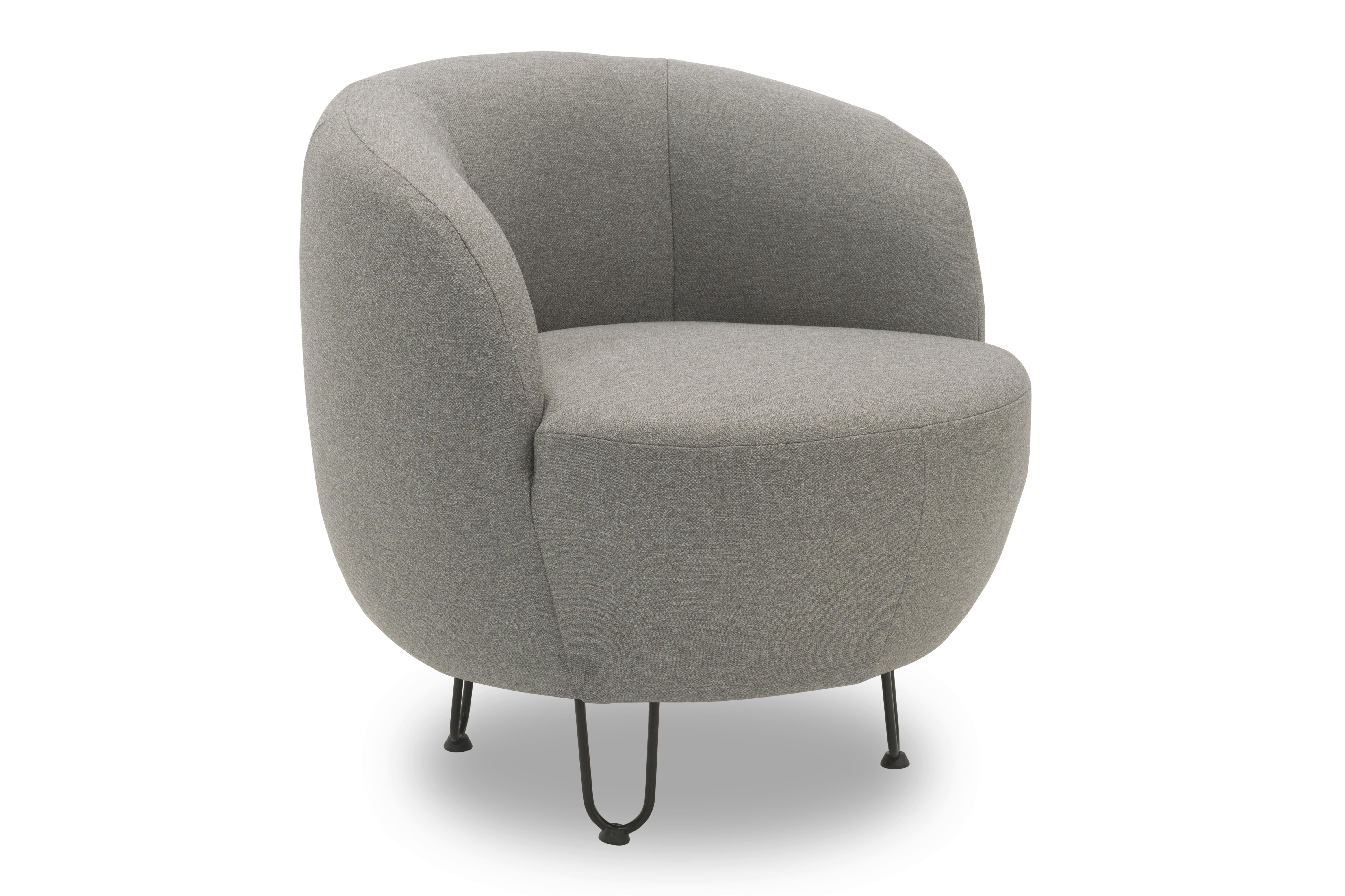 Sessel Hellgrau B: 72 cm - Hellgrau/Schwarz, Design, Textil (72/74/76cm) - MID.YOU