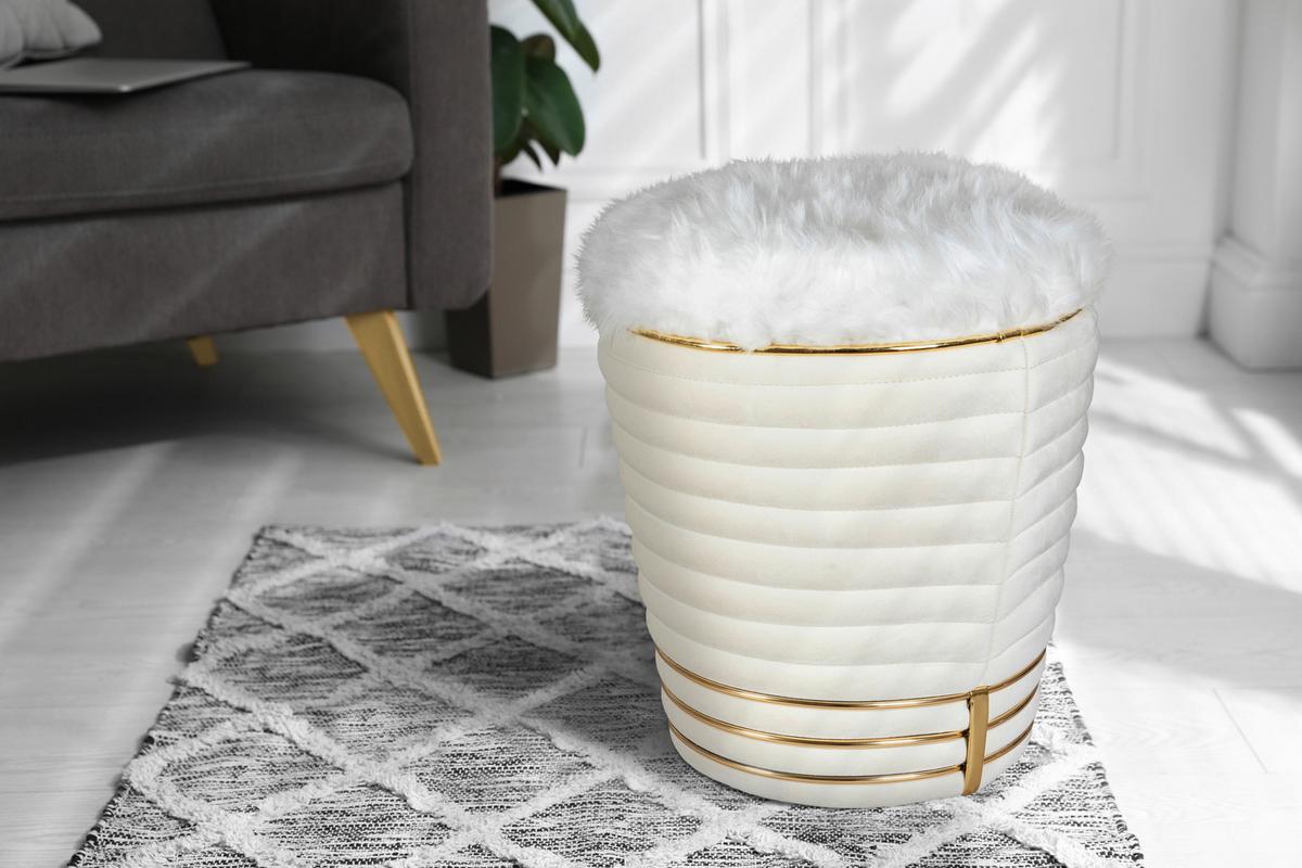 Hocker Doric 325 Beige/Goldfarben D: 42 cm - Beige/Goldfarben, Design, Textil (42/50cm) - Kayoom