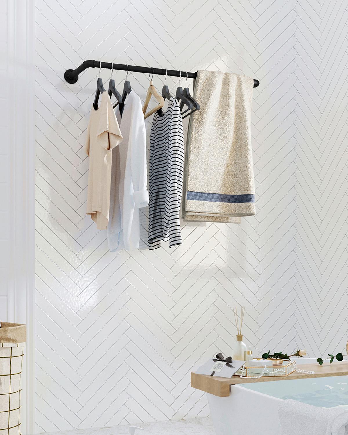 Wandgarderobe Schwarz B: 30 cm - Schwarz, Basics, Metall (30/92cm)