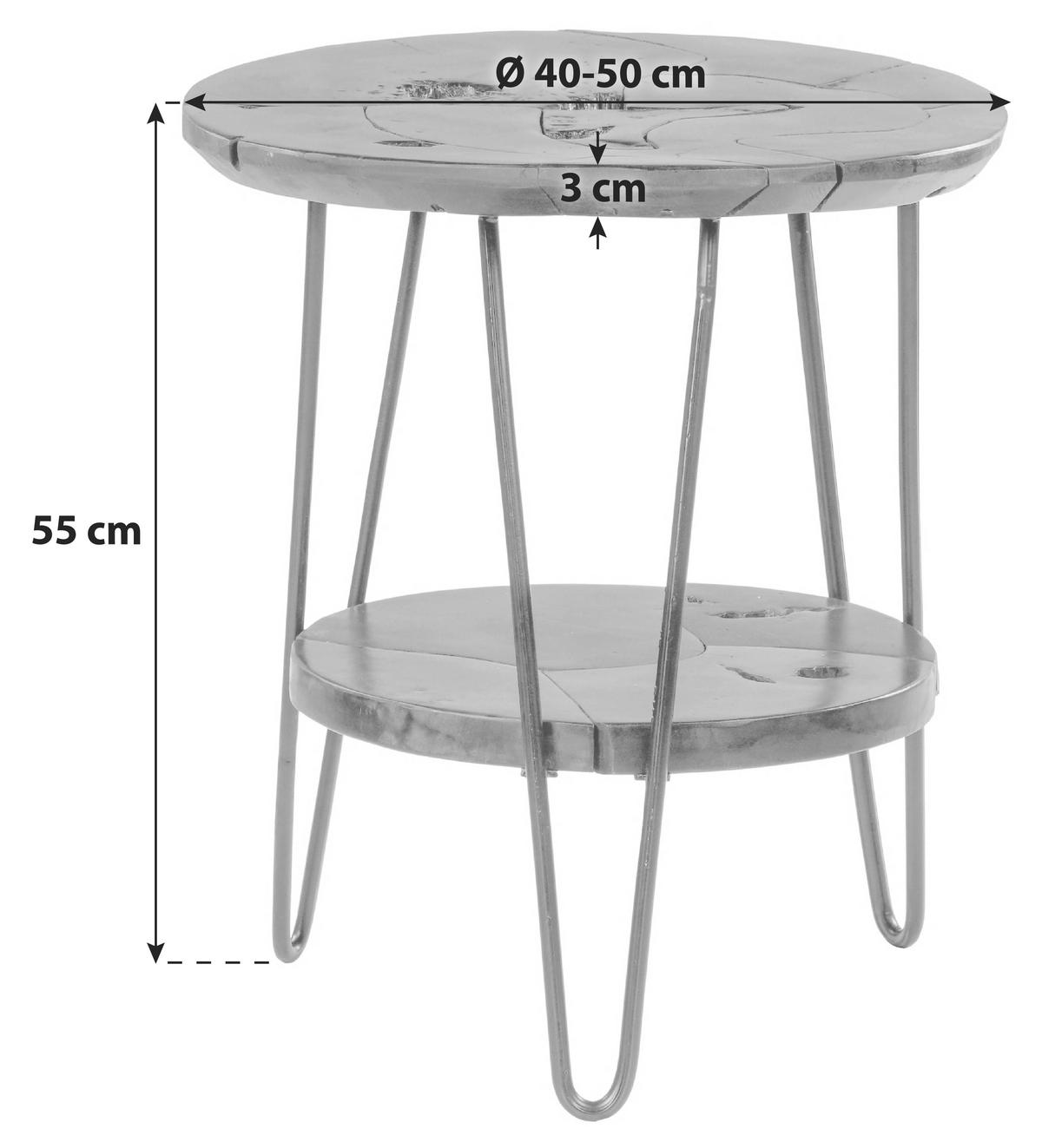 Beistelltisch mit Ablage Aus Teakholz Woodstock, Natur - Klar, Natur, Holz/Metall (40/50/50/55cm) - Kayoom