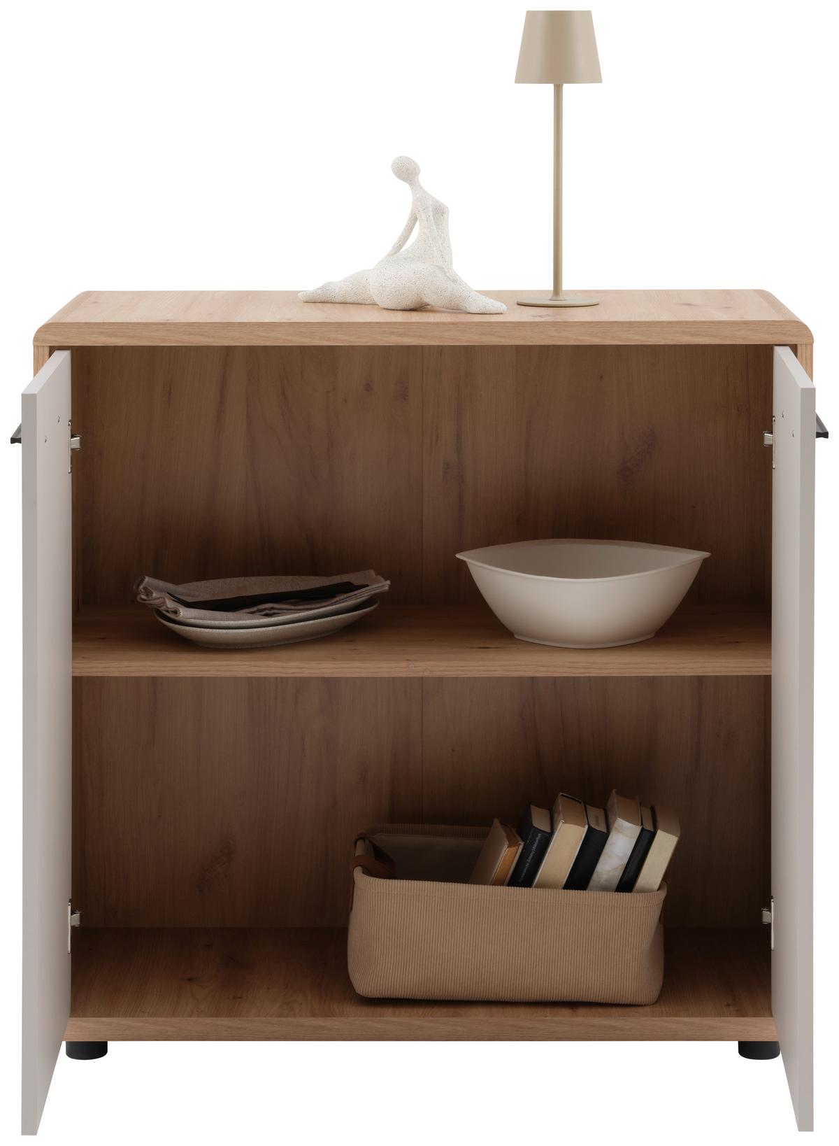 Kommode Fontana Plus B: 89,2cm Artisan Eiche Dekor/kaschmir - Kaschmir/Schwarz, MODERN, Holzwerkstoff (89,2/87/40cm)