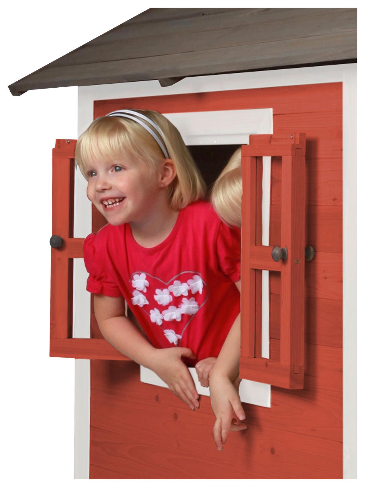 Spielhaus C050.002.95 - Rot/Weiß, KONVENTIONELL, Holz/Kunststoff (240/189/167cm) - Ambia Garden