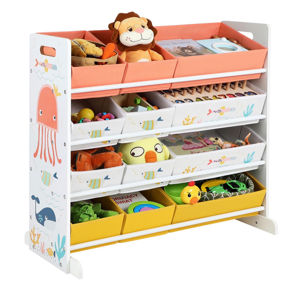 Toy Storage Shelf Weiß B: 83 Cm - Weiß, MODERN, Holzwerkstoff/Textil (83/78/38cm) - MID.YOU