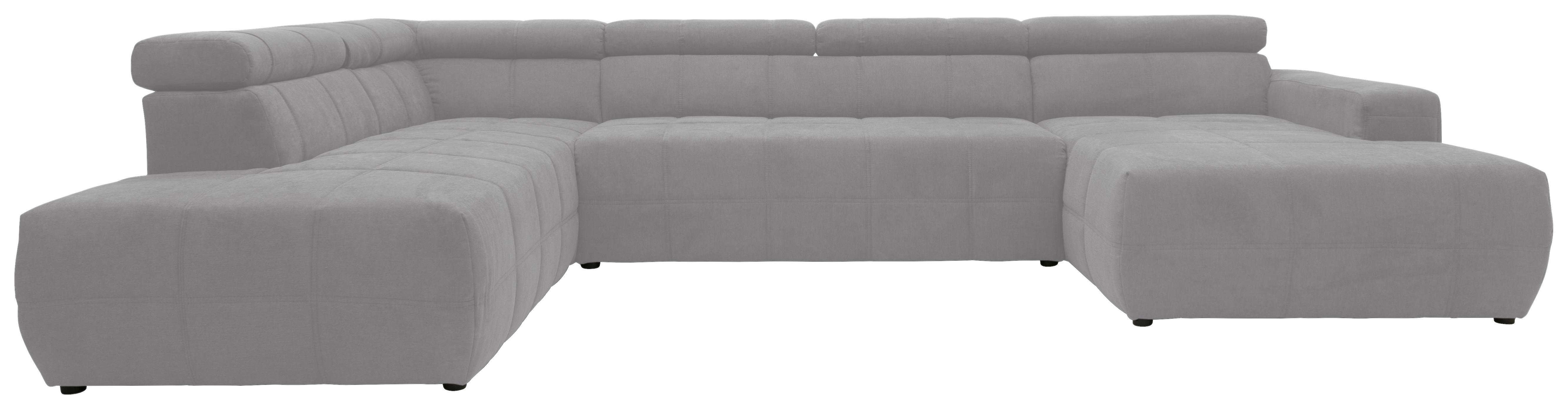 Wohnlandschaft Brandon Kopfteilverstellung Silber - Silberfarben/Schwarz, Design, Textil (228/359/175cm) - MID.YOU