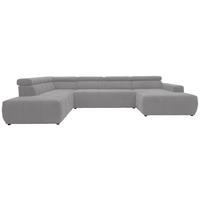 Wohnlandschaft Brandon Kopfteilverstellung Silber - Silberfarben/Schwarz, Design, Textil (228/359/175cm) - MID.YOU