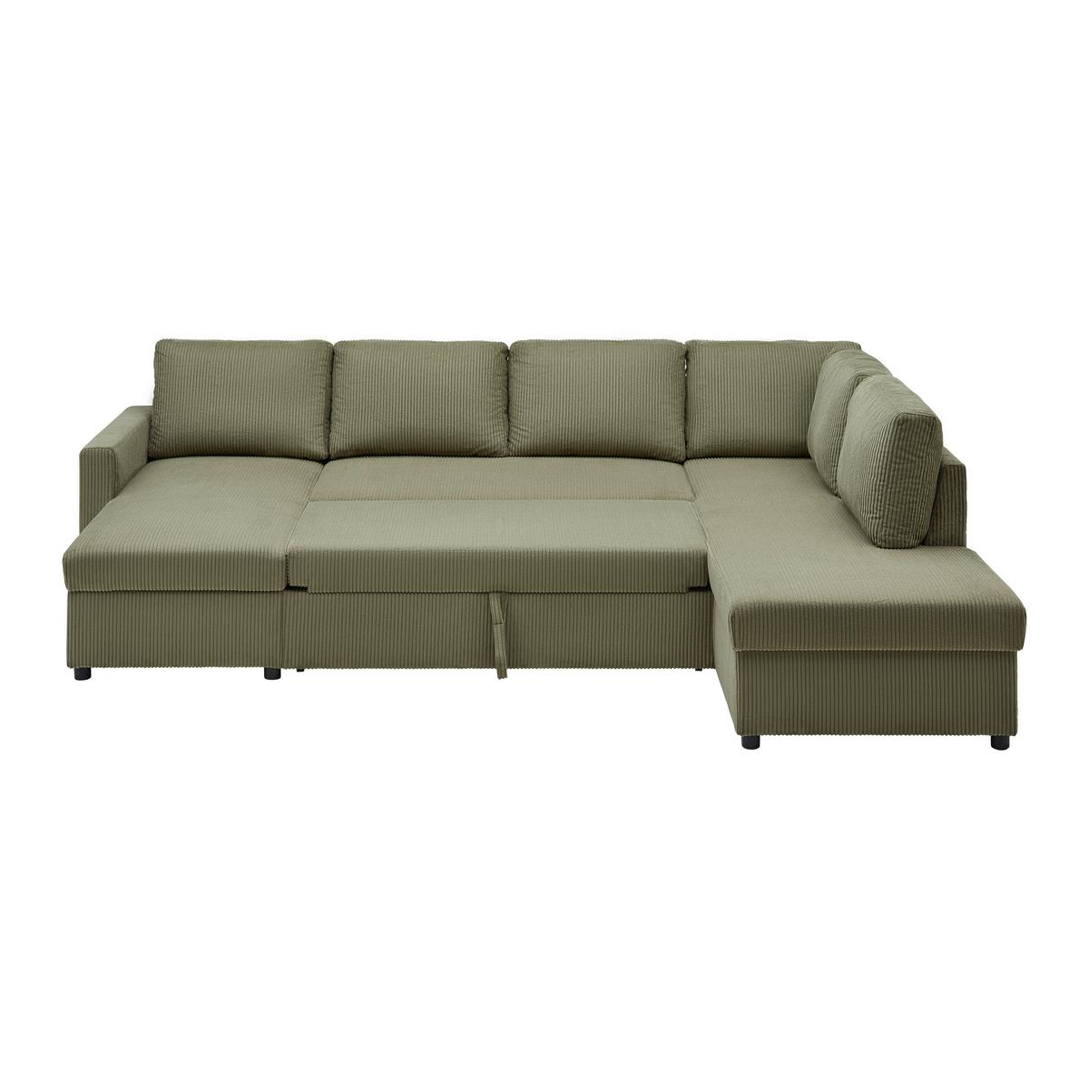 Sedacia súprava MARTINA U, pravá, zelený menčester - čierna/zelená, Modern, kov/drevo (276/89/204cm) - Mömax