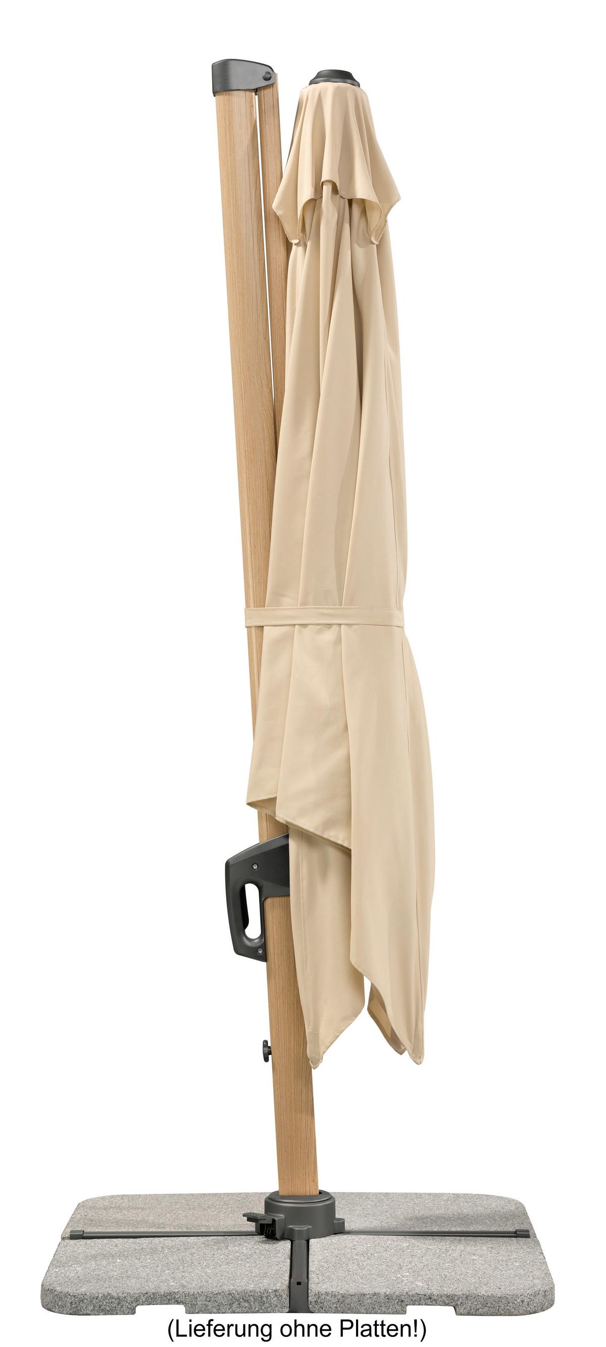 Ampelschirm Rhodos Twist W BHT: 358x263x300cm Naturfarben - Eichefarben/Naturfarben, Basics, Textil/Metall (358/263/300cm) - Schneider