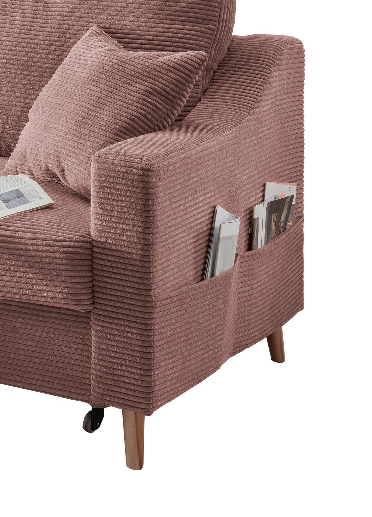Ecksofa Valentina - Rosa/Naturfarben, Design, Textil (150/228cm) - P & B