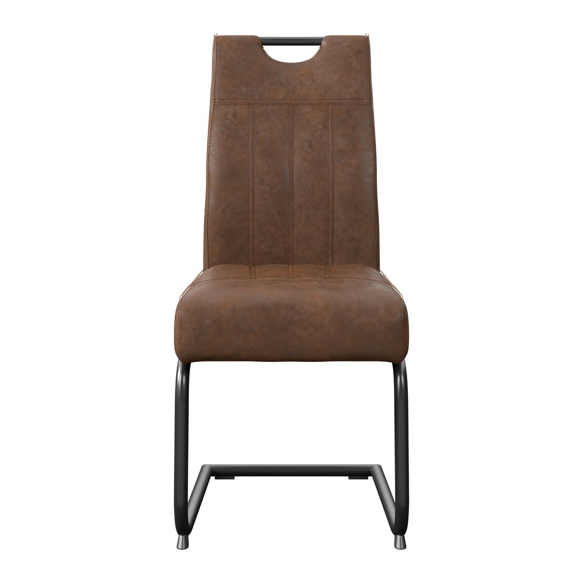 Schwingstuhl Betty Lederlook braun, B: 43 cm - Schwarz/Braun, KONVENTIONELL, Textil/Metall (43/99/60cm)