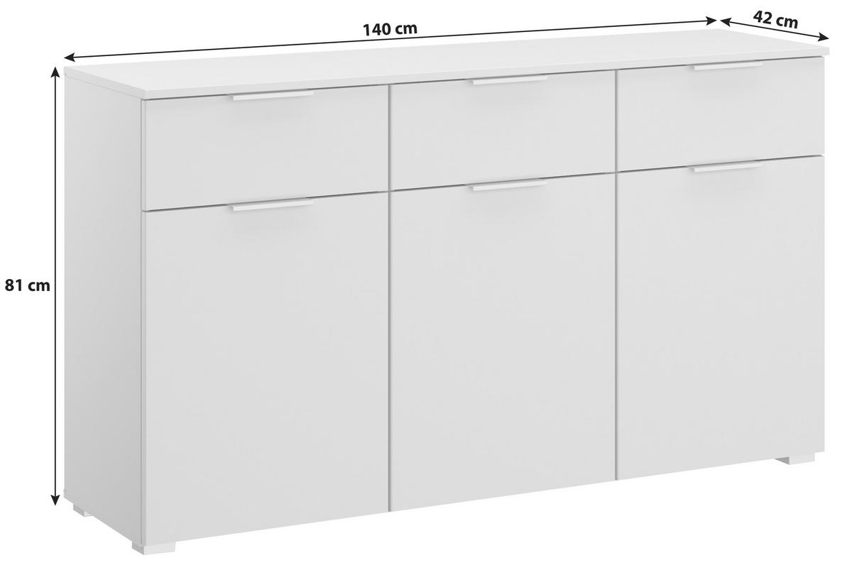 Kommode Mit Soft-Close B: 140 cm Alabama, Seidengrau - Hellgrau/Alufarben, MODERN, Holzwerkstoff (140/81/42cm)