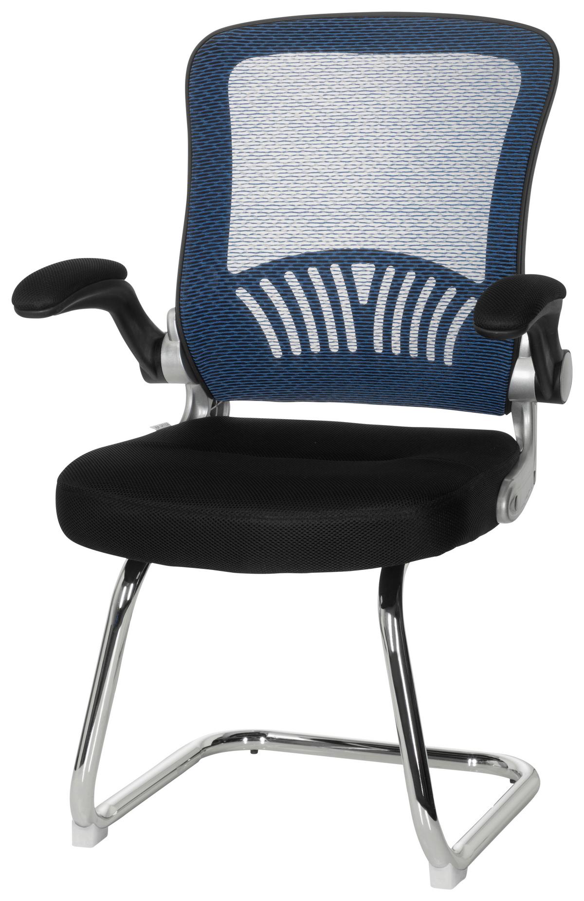 Besucherstuhl mit Armstützen Blau/Schwarz Bis 120 Kg - Chromfarben/Blau, MODERN, Textil/Metall (64/103/64cm) - MID.YOU