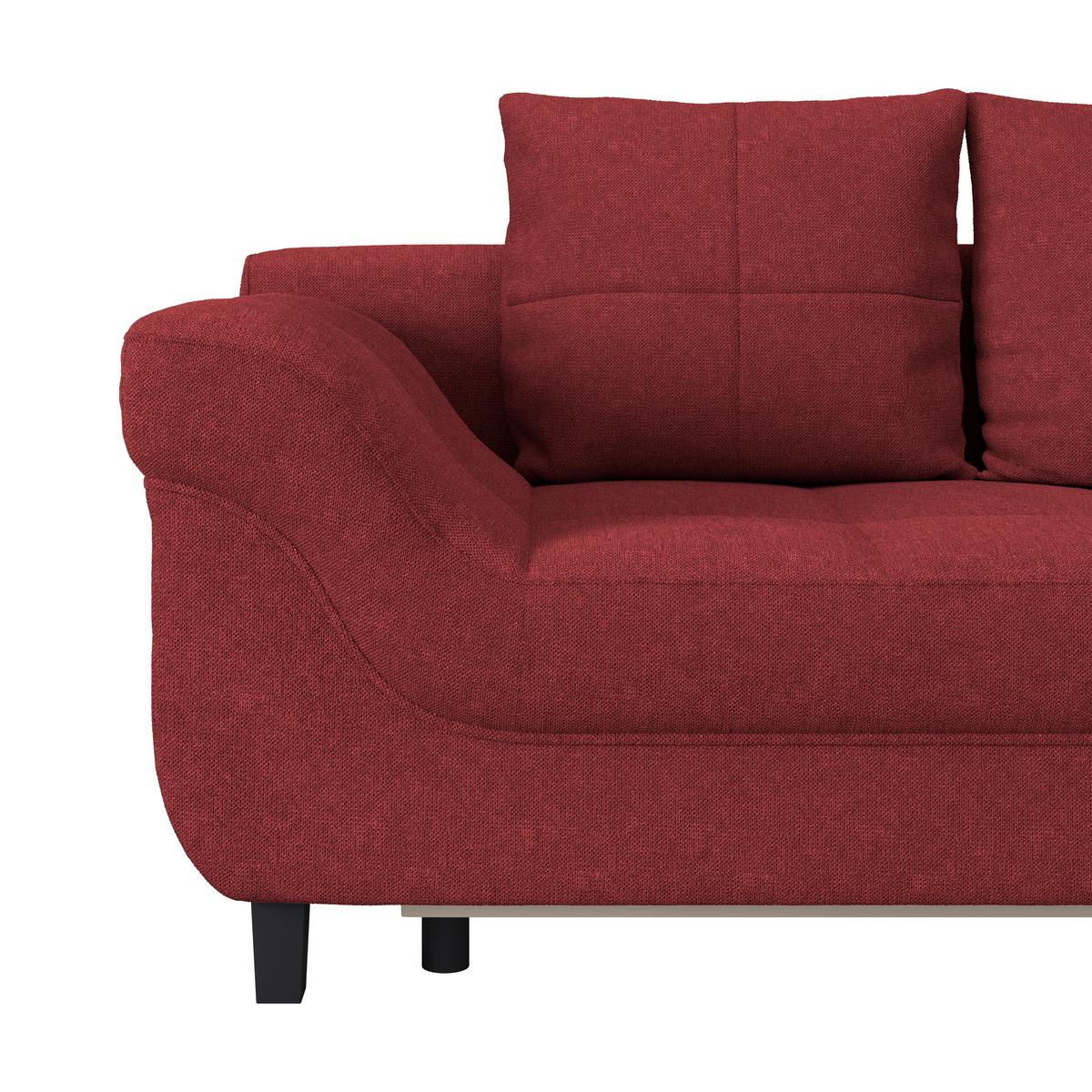 Ecksofa Mendoza - Rot/Schwarz, Design, Textil (309/197cm) - Ondega