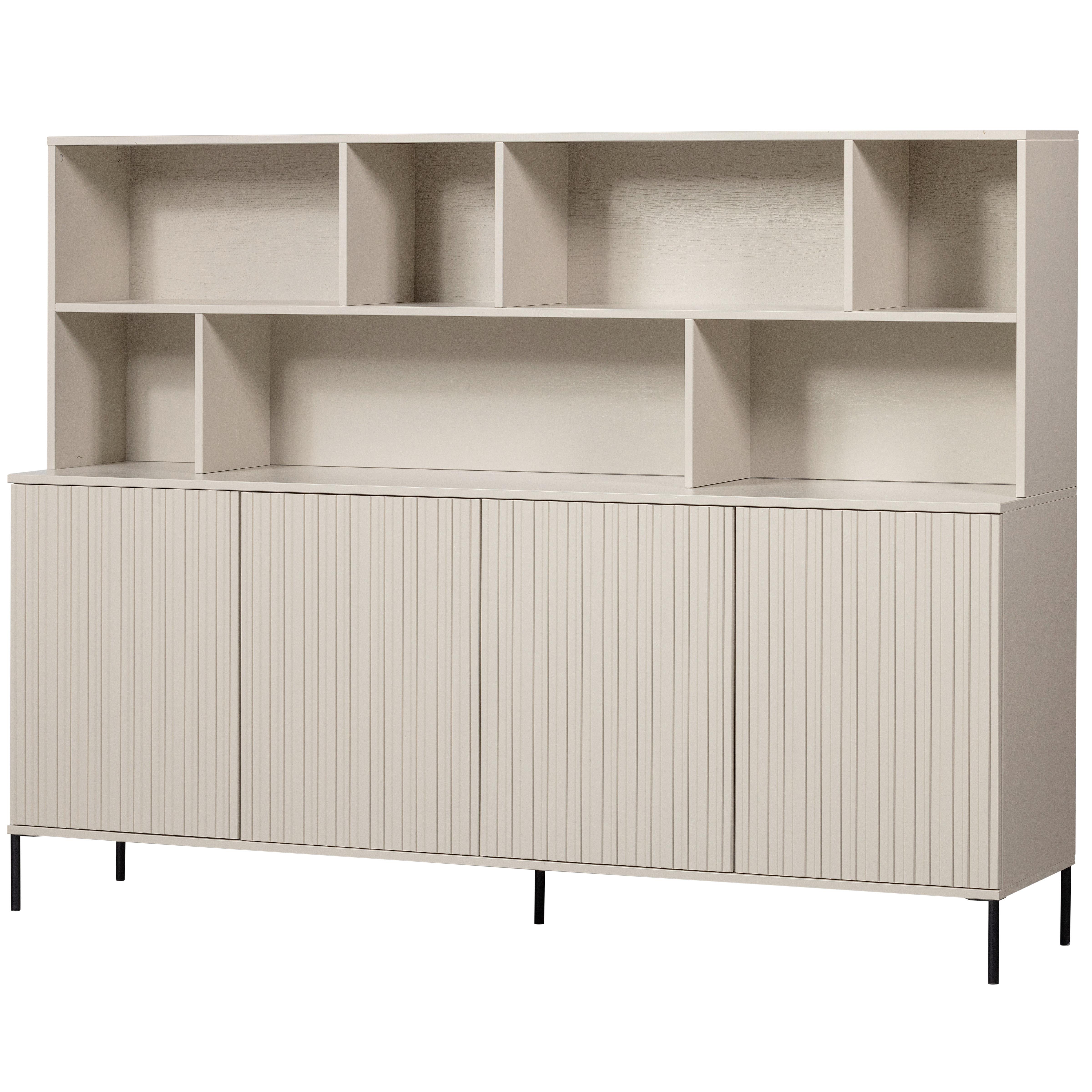 Buffet Gravure Grau B: 200 cm - Schwarz/Grau, Design, Holz (200/150/44cm) - Livetastic