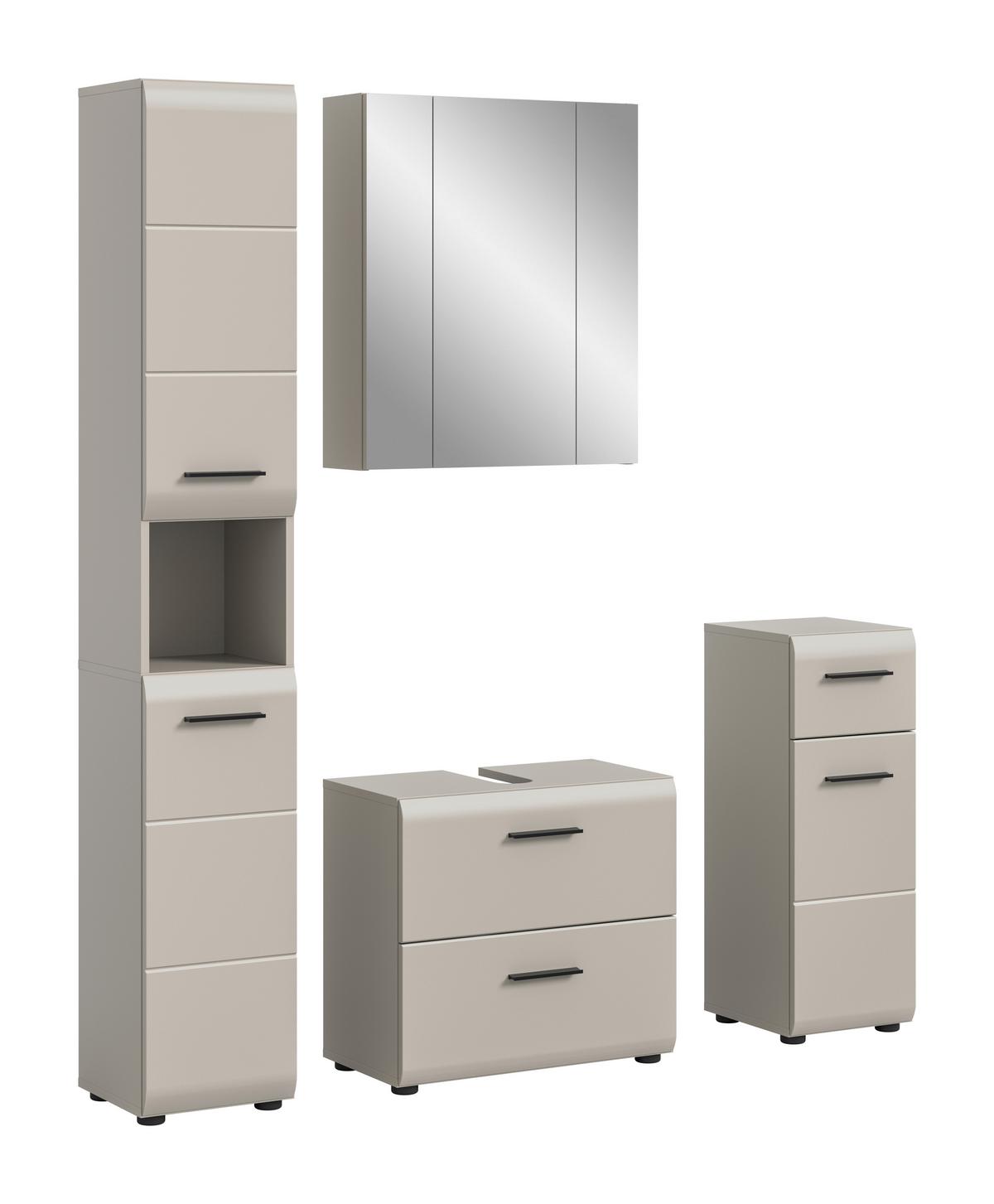 Badezimmer Ice Kaschmir B: 120cm - Kaschmir/Schwarz, Trend, Glas/Holzwerkstoff (120cm) - MID.YOU
