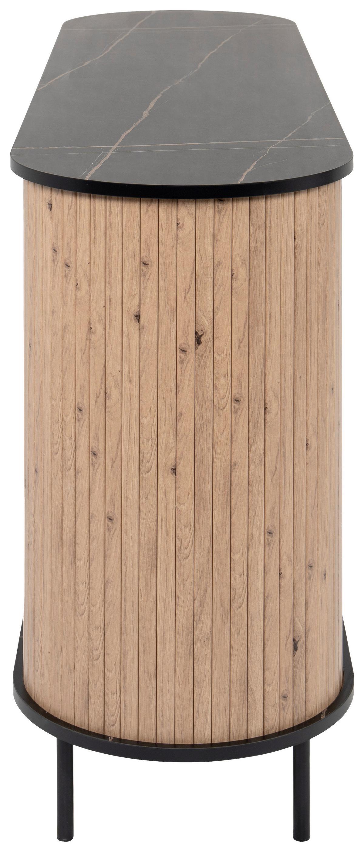 Sideboard Kajsa Schwarz/Artisan Dekor B: 160cm - Schwarz/Eiche Artisan, Trend, Holzwerkstoff (160/80/40cm)