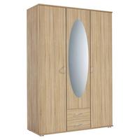 Drehtürenschrank Mit Spiegel 127cm Paul 3 Sp - Eichefarben, KONVENTIONELL, Holzwerkstoff (127/188/52cm)