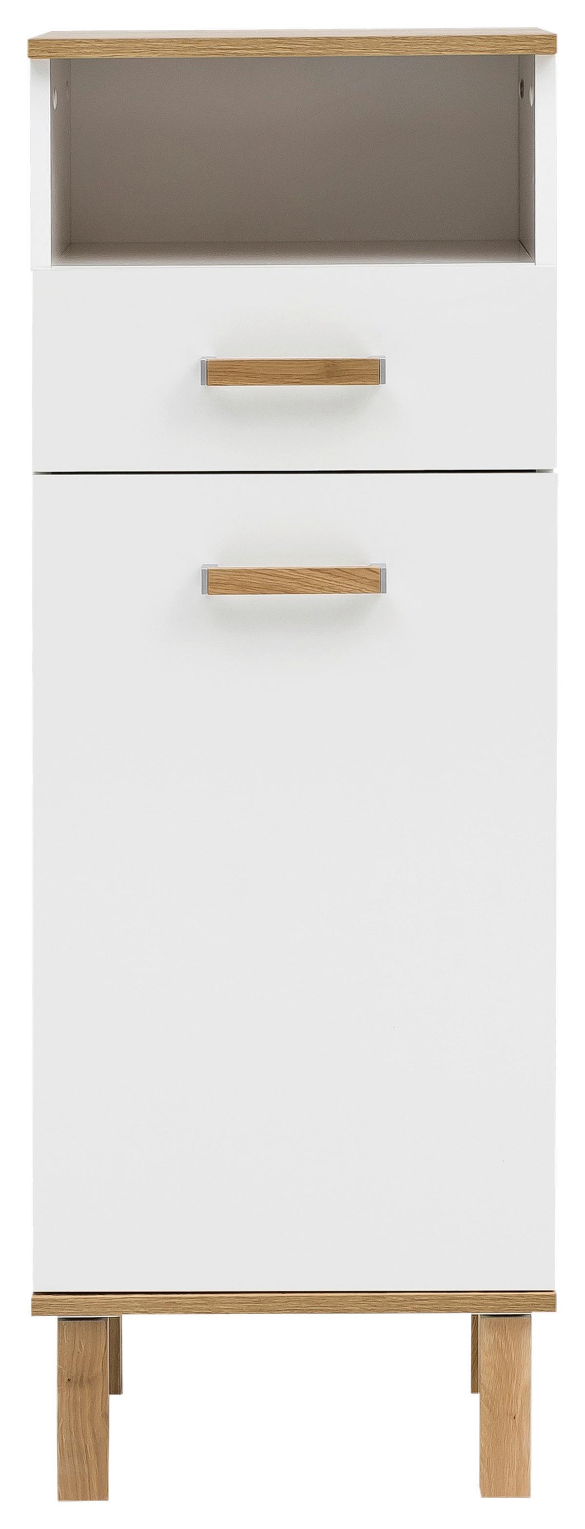 Midischrank mit Lade Padua B: 40,4 cm Weiß/Eiche Dekor - Eichefarben/Weiß, MODERN, Holzwerkstoff (40,4/114,5/35,0cm) - MID.YOU