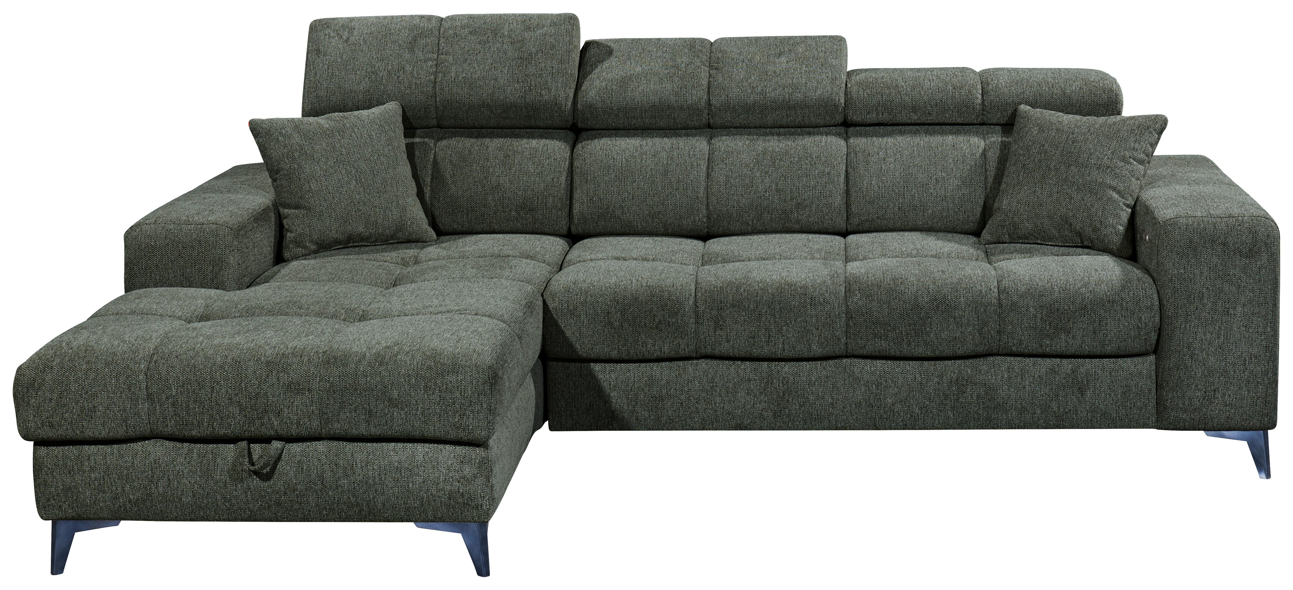 Ecksofa Sydney Dunkelgrün S: 172/268 cm - Dunkelgrün/Schwarz, KONVENTIONELL, Textil (172/268cm) - MID.YOU