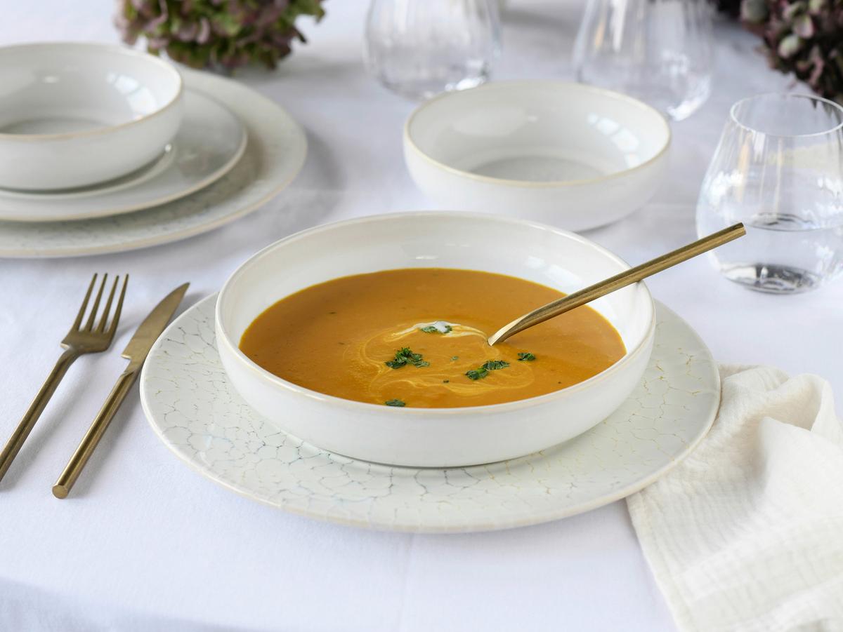 Tafelservice Unico Toscania Steinzeug, Creme, 16-teilig - Creme/Weiß, Basics, Keramik - Creatable