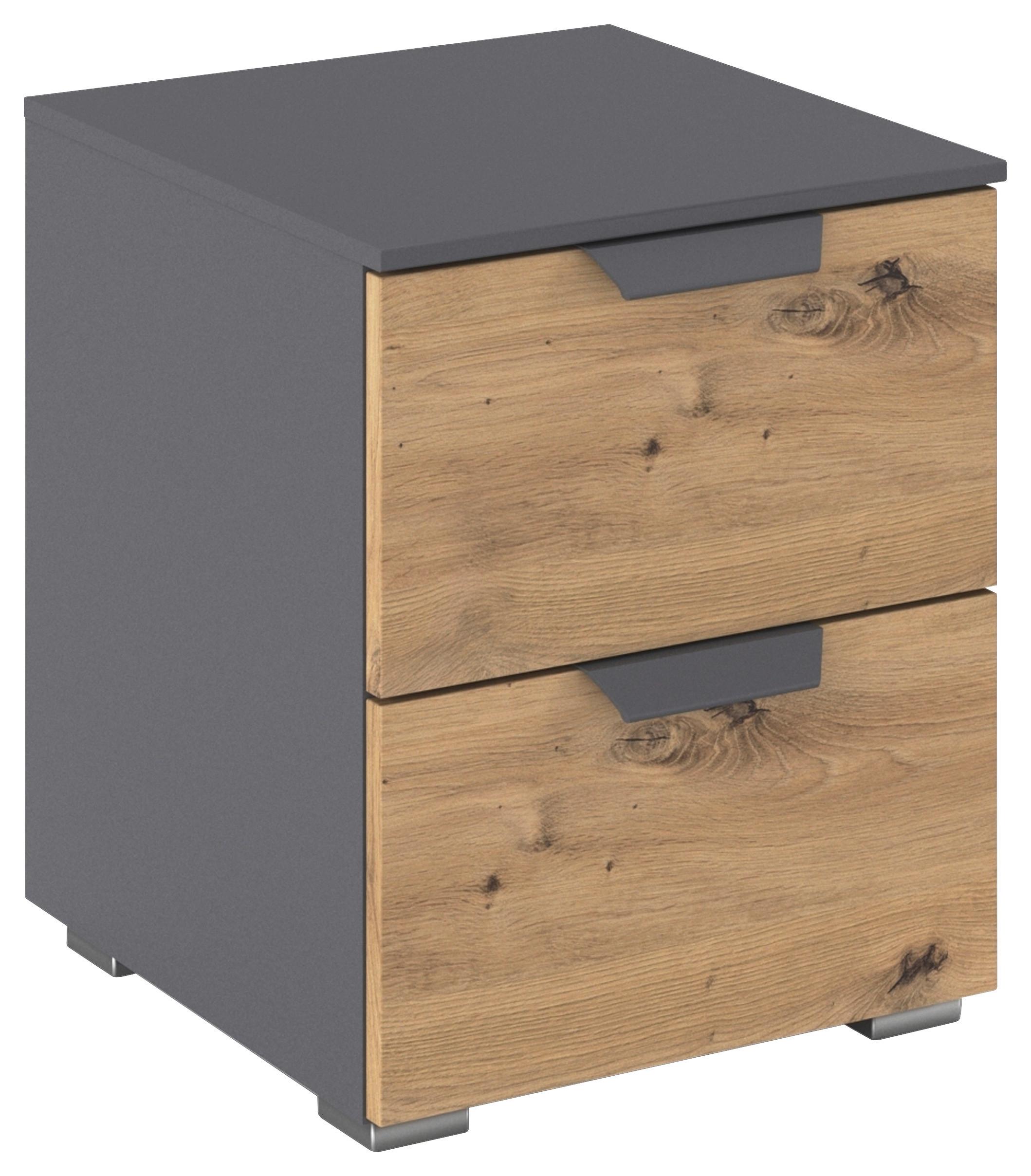 Nachkästchen Grau Metallic Dekor, B: 40 cm Karpo - Eiche Artisan/Grau, MODERN, Holzwerkstoff (40/49/42cm)
