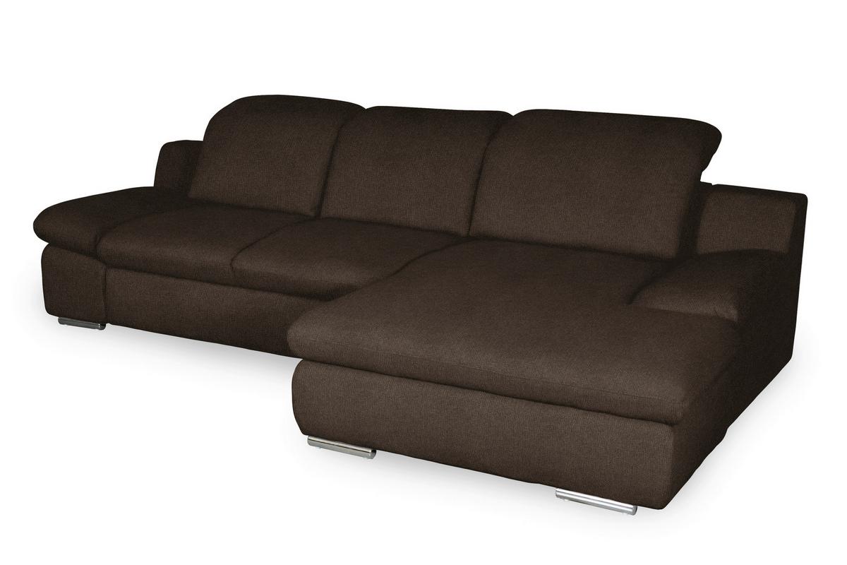 Ecksofa Isona Braun Chenille - Chromfarben/Braun, Design, Textil (286/165cm) - Livetastic