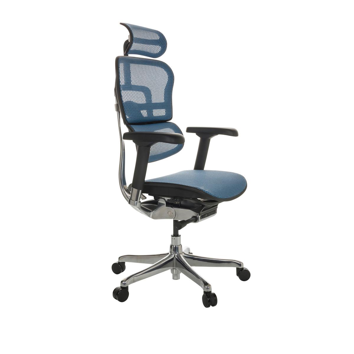 Drehstuhl Ergohuman I - Blau/Silberfarben, Basics, Kunststoff/Textil (69/119-144/65cm) - MID.YOU